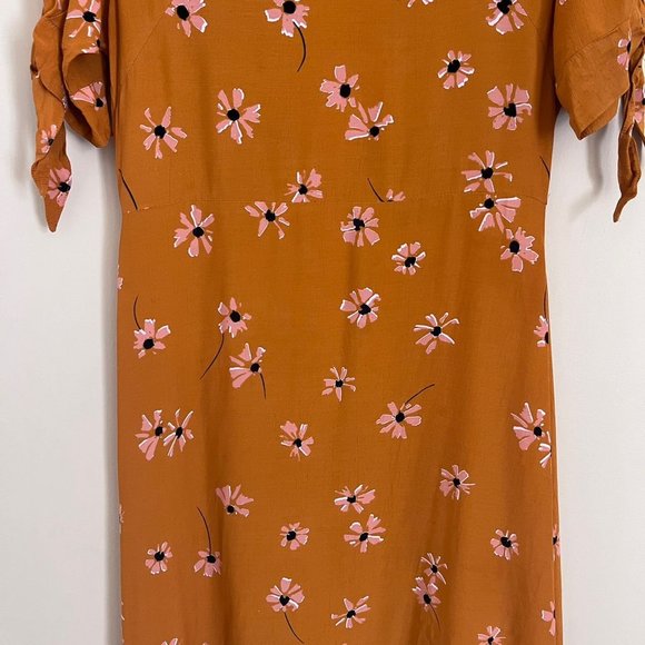 Faithfull The Brand Emilia Floral Midi Dress Orange Pink Women's Size M Medium - Picture 5 of 12